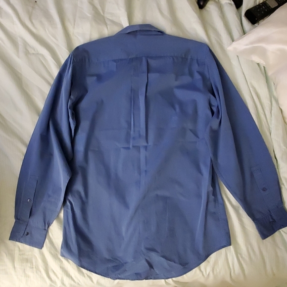 Men's Dress Long Sleeve Blue Collared Shirt - Picture 4 of 7